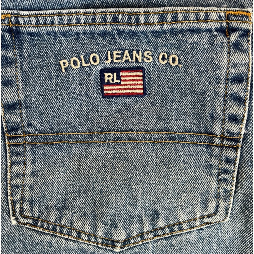 Vtg Polo Jeans Co Ralph Lauren Mens Straight Leg Denim‎ Blue Jeans RL Flag 36x32